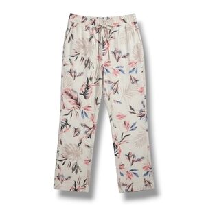 Briggs Women’s Multicolor Floral Wide Leg Pull-On Pants Small Rayon Linen Blend